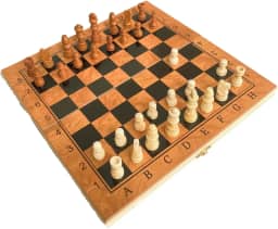 Jogo de Xadrez Tabuleiro Madeira Maleta Dobrável Portátil Brinquedo Educativo Infantil Peças (29 x 29 CM)