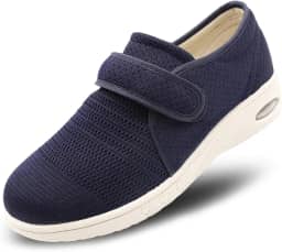 Tênis feminino de caminhada para diabéticos, ajustável, para uso ao ar livre, fácil de colocar e tirar, chinelos de largura larga, conforto para idosos, pés inchados, edema, dor nos pés