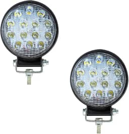 Kit 2 Farol de MILHA 42W 14 Leds REDONDO IP-67 Super Branco 12/24V OFF Road Troller