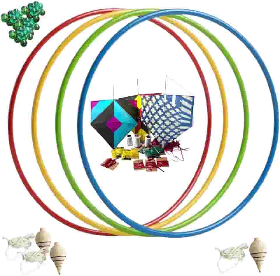 Kit 4 pipas + 4 bamboles + 50 bolinhas de gude + 4 piões