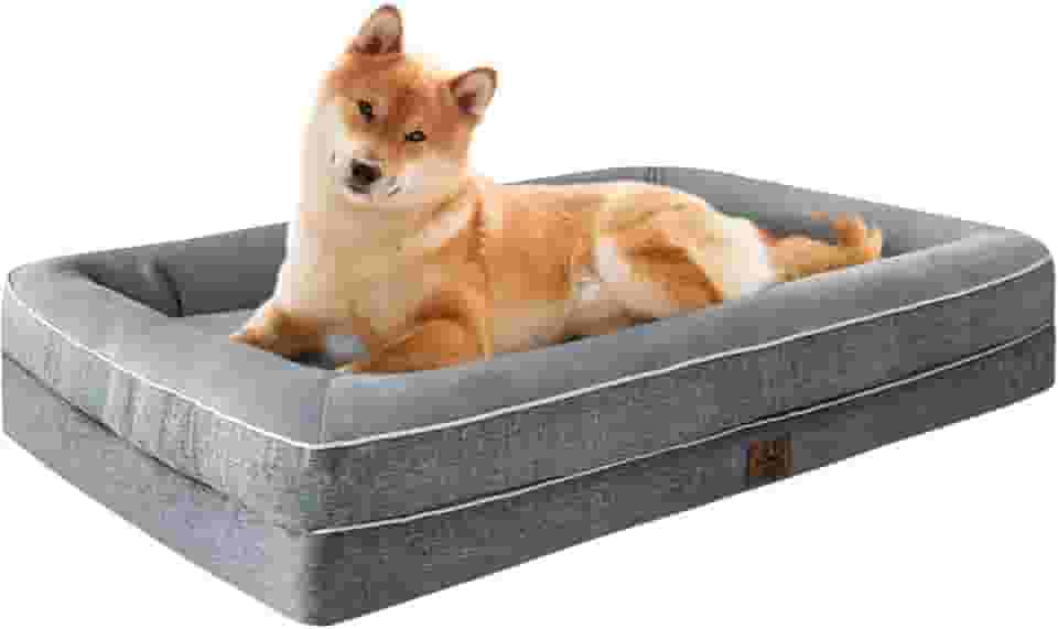TaiBest Camas de espuma viscoelástica à prova d'água para cães extragrandes camas ortopédicas antiderrapantes para cães sofá lavável cama para animais de estimação com capa removível (cinza, grande)