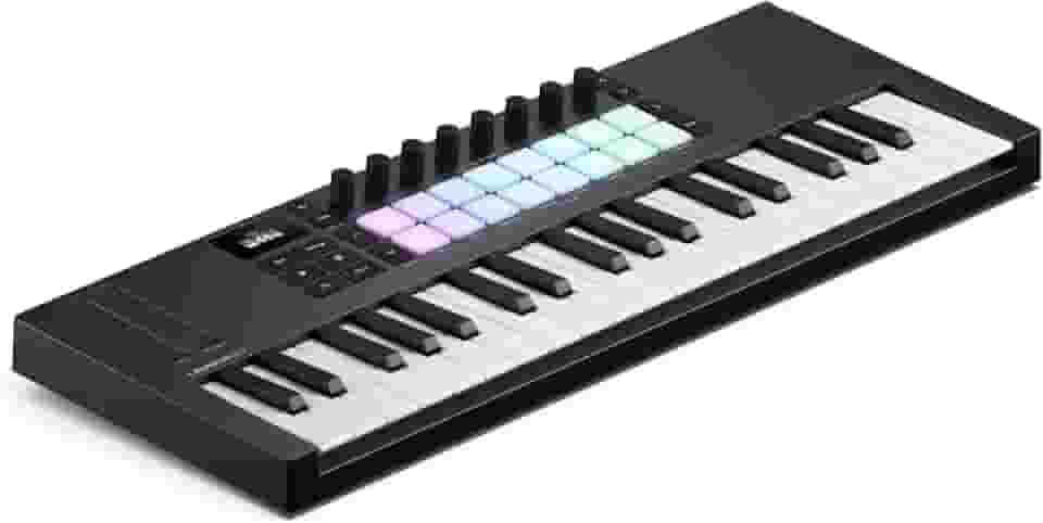 Novation Launchkey Mini 37 Mk4 — Controlador De Teclado Portátil Mini-Key, Usb, Midi Com Integração Daw. Modo Chord, Pads Bateria Escala E Arpejador. Inclui Pacote Software Criação Musical.