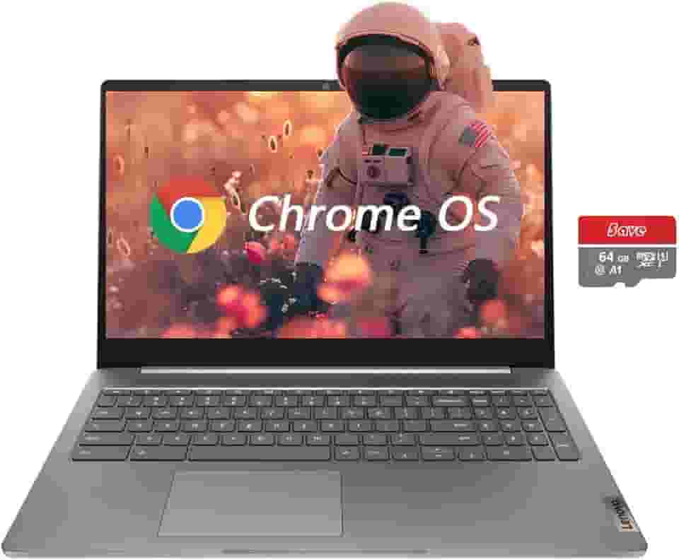 Lenovo Chromebook FHD de 15,6 polegadas, laptop IdeaPad 3i, Intel Celeron N4500, 4 GB de RAM, 128 GB de armazenamento (64 GB eMMC + memória flash 5ave 64 GB), webcam, HDMI, Bluetooth, Chrome OS, cinza