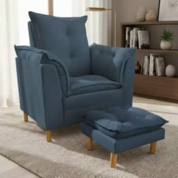 Poltrona Amamentação com Puff - Conforto, Leitura e Descanso (Azul Marinho)