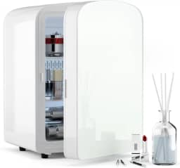COYCYQI Mini geladeira 9L para quarto – carro, dormitório universitário e mesa de escritório, aquecedor portátil de 12 V, para cuidados com a pele, maquiagem de beleza, bebidas, alimentos, geladeira