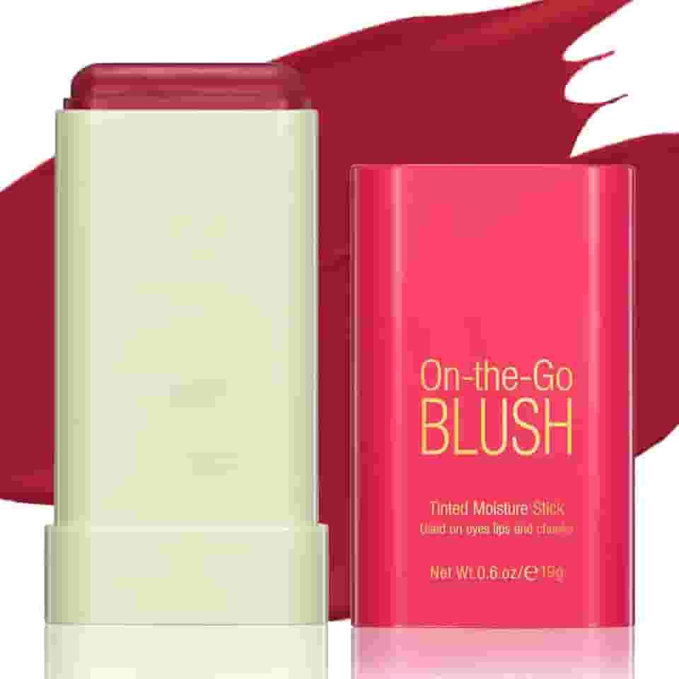 BEFIVECOK Bastão de blush para bochechas – bastão de blush de maquiagem creme, bastão hidratante sólido para tonalidade das bochechas, blushes suaves de longa duração à prova d'água natural misturável