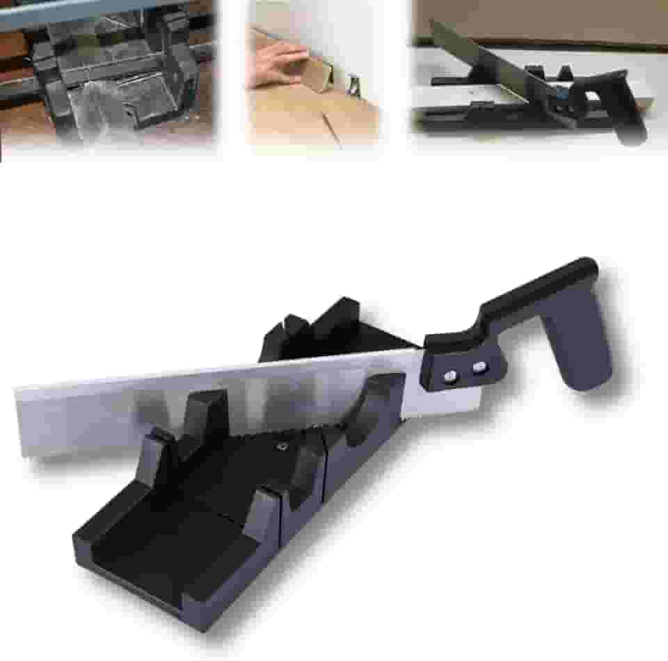 Kit Gabarito Caixa Meia Esquadria Serrote Corta Ângulos Serra 300mm P/Serrar Madeira Forma de Corte Serrinha de Marceneiro