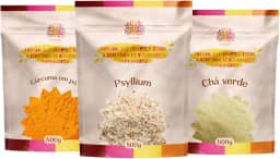 Chá Verde + Psyllium + Cúrcuma em Pó | Kit Clean Body | Metabolismo, Fibras e Bem-Estar Ca.nuts (1 Kit - (3 Pacotes))