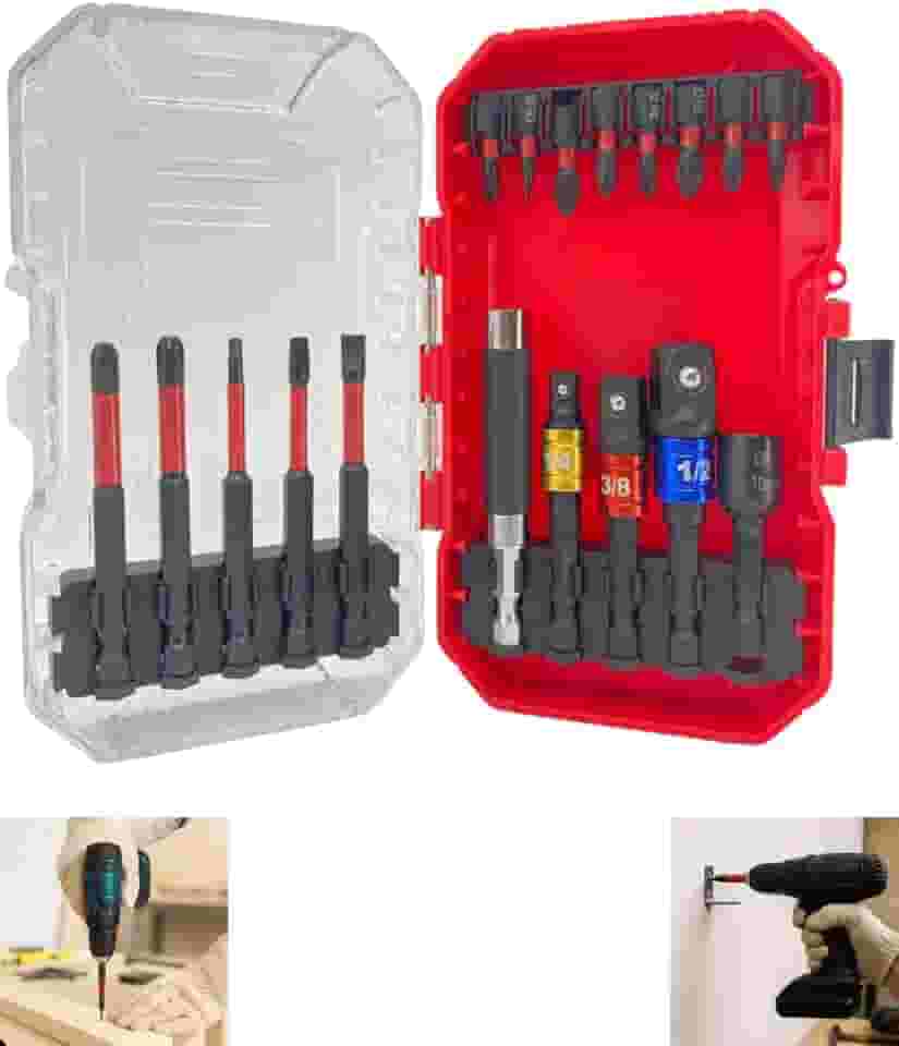 Kit Profissional de Bits e Adaptadores, 18 Peças, Compatível com Parafusos Phillips, Fenda e Hex, com Soquete e GuiaKit de Bits e Adaptadores – 18 Peças (PH, PZ, SL, H) + Soquete e Guia de Parafuso