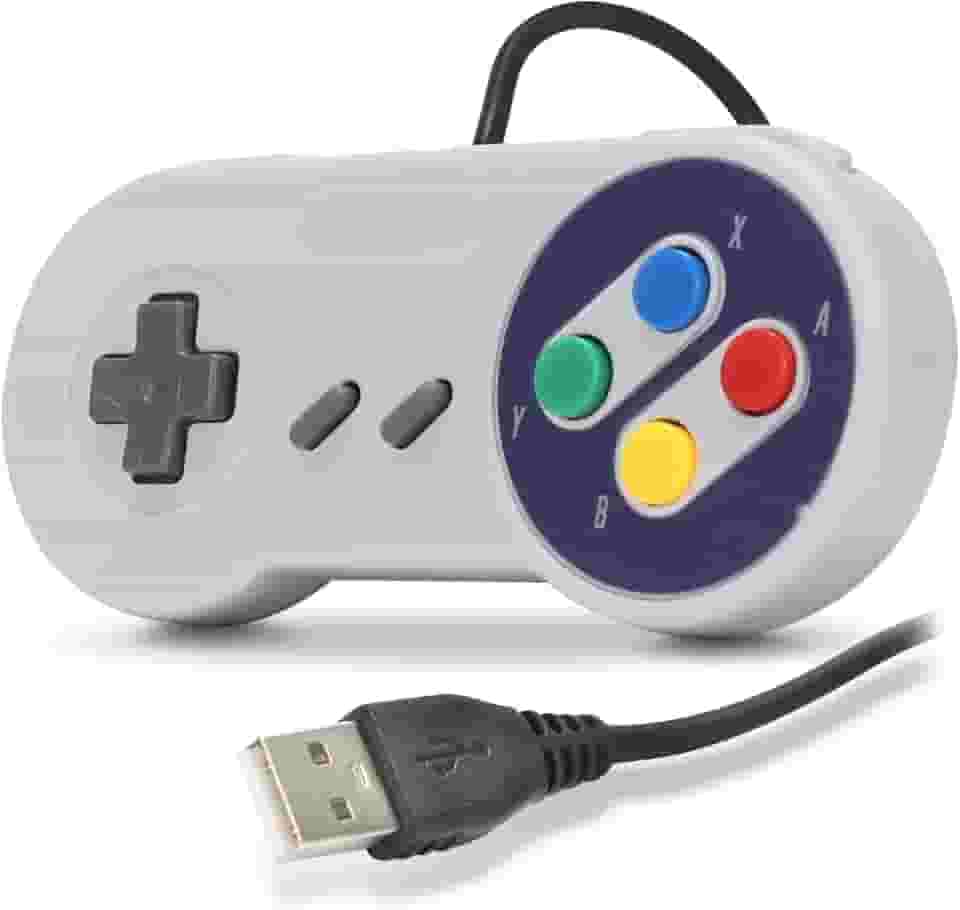 Controle Super Nintendo Snes USB Joystick Retrô com fio Video Game Pc Computador Notebook Mac Raspberry