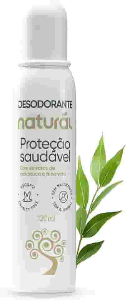 NATURAL Desodorante com Extratos de Melaleuca e Aloe Vera - Proteção Saudável - Purificante e Hidratante - Sem Alumínio - Vegano - 120 ml