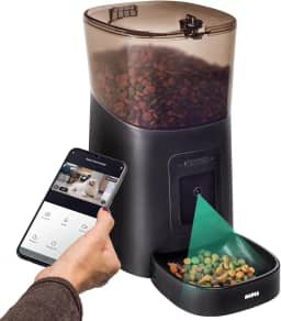 Comedouro Automático Alimentador Inteligente Programável Smart Feeder Cachorro e Gato MADOG Pet Aplicativo Celular Wi-fi Capacidade 6 Litros com Câmera de Visão Noturna Full HD