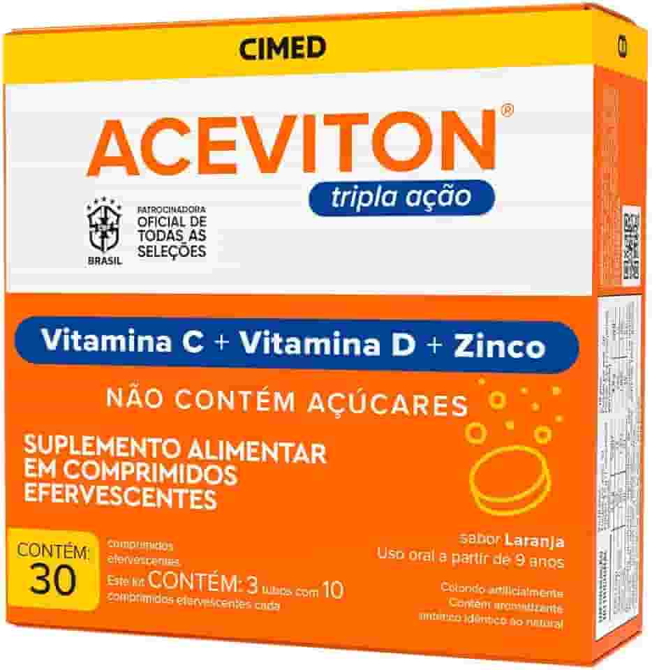 Aceviton Tripla Ação Vitamina C, D e Zinco 30 Comprimidos Efervescentes
