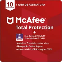 McAfee Total Protection | 10 dispositivos | Software de segurança antivírus para Internet | VPN, gerenciador de senhas, monitoramento da Dark Web e controles parentais | Assinatura de 1 ano | Cartão-chave