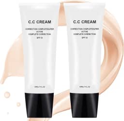 Creme CC com ajuste de tom de pele FPS 50, creme CC New Cosmetics, primer pré-maquiagem, corretivo hidratante para a pele tom de pele (natural, 2 peças)
