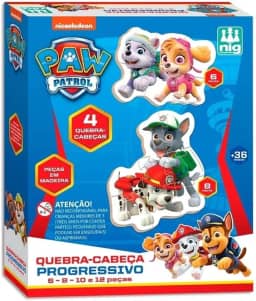 Nig Brinquedos Quebra Cabeça Progressivo em Madeira Patrulha Canina