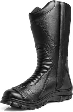 Bota Coturno Motociclista Militar Cano Longo Preta Couro