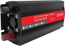 Inversor de onda senoidal pura de 3000W 12V/ 24V/ 48V/ 60V para 220V Conversor de impulso doméstico montado em veículo com tela LED 50Hz