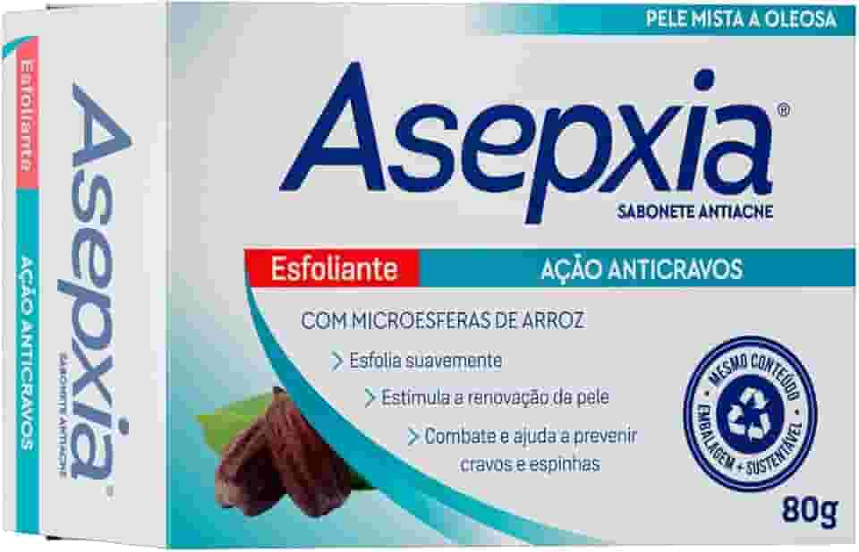 Asepxia Sabonete Esfoliante 80g — Limpeza Profunda com Microesferas Naturais | Remove Cravos e Oleosidade | Esfoliação Suave para Peles Mistas e Oleosas