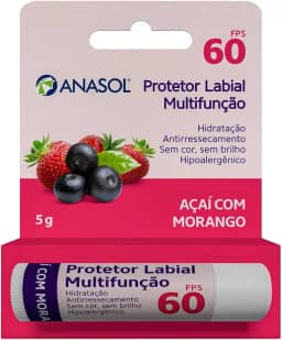 Protetor Solar Labial FPS 60 Açaí com Morango 5g - Anasol