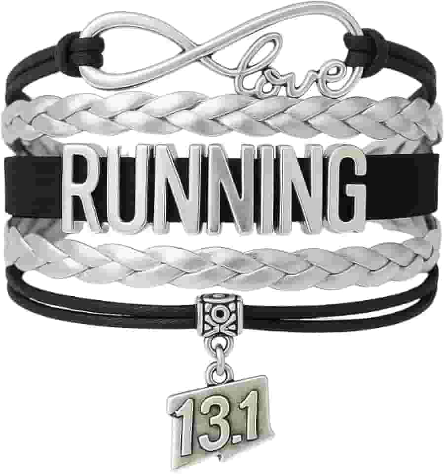 Coleção Infinity Presentes de Corrida - Pulseira de Corrida, Joias de Corrida, Pulseira de Pingente de Corrida Ajustável - Perfeito Cross Country, Track, Presentes de Maratona..., 13.1