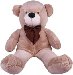 Urso de Pelúcia Gigante com Laço Personalizado, 90 cm, Macio, Teddy (Urso Avelã com Laço Tabaco)