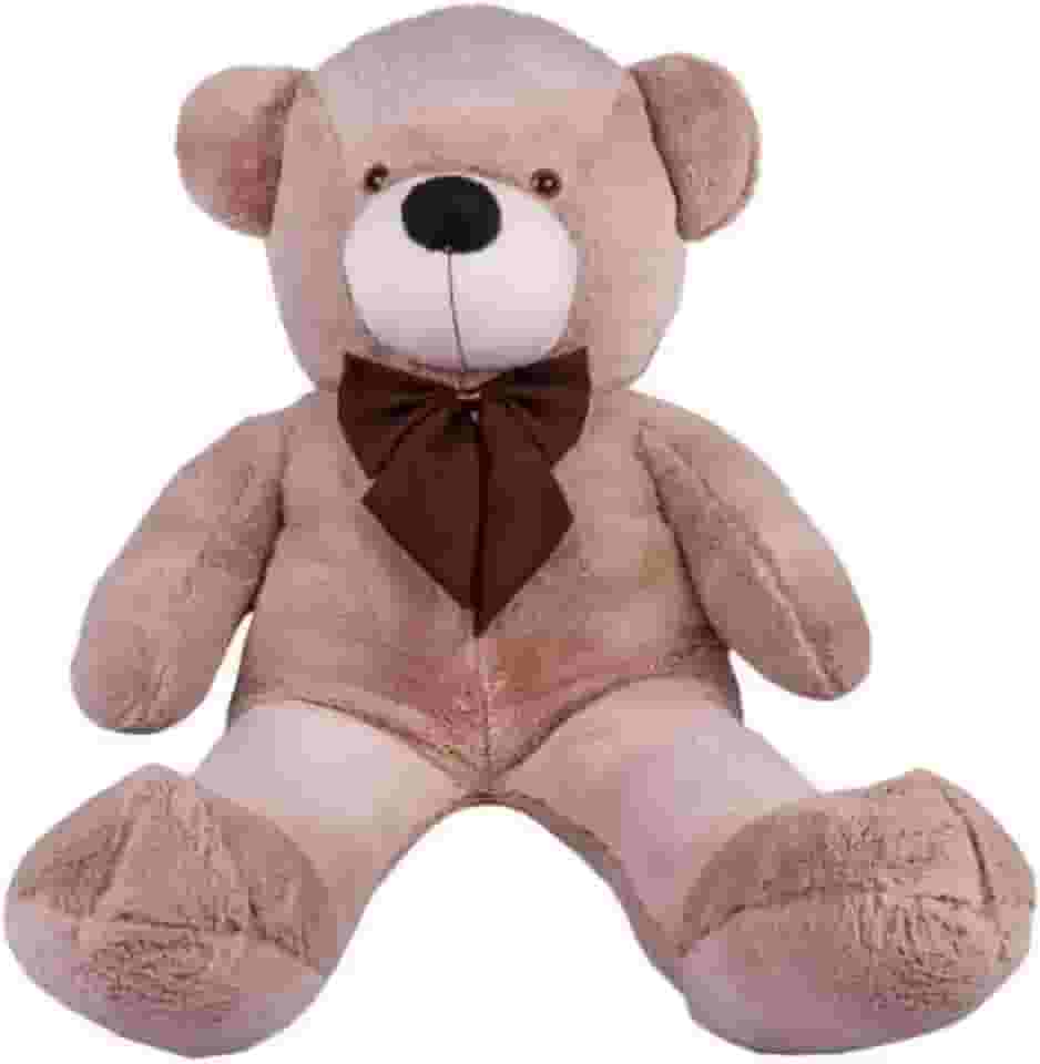 Urso de Pelúcia Gigante com Laço Personalizado, 90 cm, Macio, Teddy (Urso Avelã com Laço Tabaco)