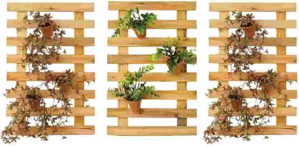 Kit 3 Floreira Treliça Madeira 60x40 Jardim Vertical Horta
