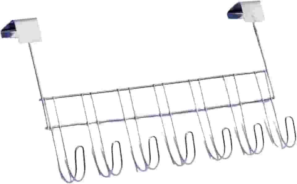 Organizador Suporte Cabide de Porta com 7 Ganchos Aço Cromado para Bolsas e Casacos Sem Furo