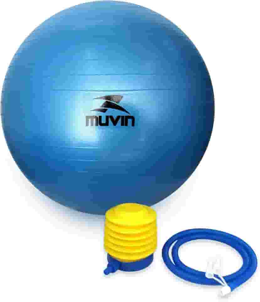 Bola de Pilates 55cm Muvin – Antiestouro – Suporta até 300kg – Com Bomba – Ginástica – Fitness – Pilates – Yoga – Fisioterapia – Flexibilidade – Fortalecimento – Tonificação –– Fácil Limpeza