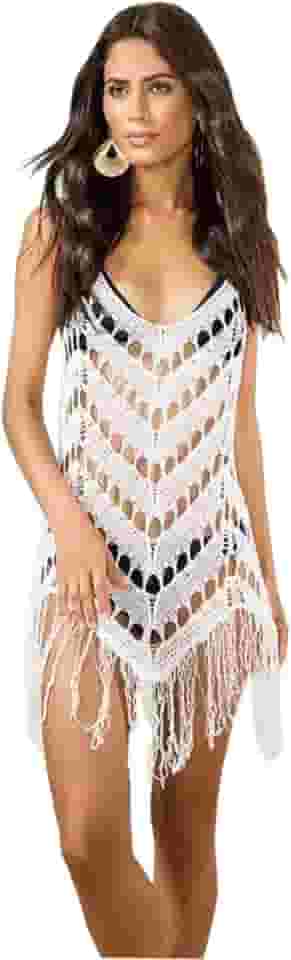 Saída de Praia Piscina Cancún Franja Fios em crochê