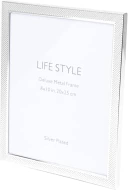 WOLFF Porta-Retrato de Aço Chess Prata 20cm x 25cm - Enxoval - Casamento - Decoração - Álbum de Fotos - Enfeites - Moldura Elegante Para Mesa e Parede