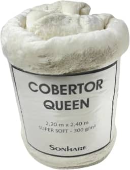 Cobertor Queen Sultan Sonhare Toque de Seda 300g/m² Ultra Macio Super Soft 2,20m x 2,40m (Off White)