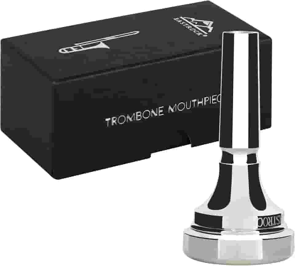 EASTROCK Bocal de trombone, bocal de trombone banhado a prata, haste pequena 9BS, acessórios para instrumentos de trombone embalados a vácuo