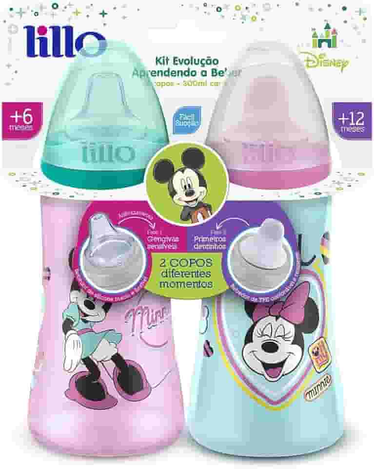Lillo Kit 2 Copos Colors Bico De Silicone Disney Minnie Rosa