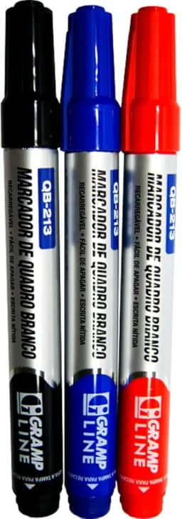 Pincel Para Quadro Branco, Gramp Line, Qb213, Recarregavel, com 03 Cores