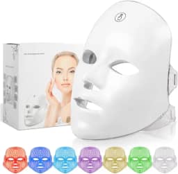 Máscara Facial LED 7 Cores Wireless Recarregável – Tratamento Estético para Acne, Rugas e Rejuvenescimento da Pele