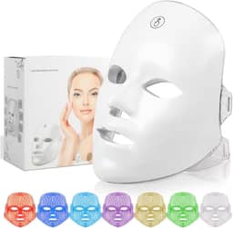 Máscara Facial LED 7 Cores Wireless Recarregável – Tratamento Estético para Acne, Rugas e Rejuvenescimento da Pele
