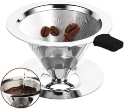 Coador de Café Premium Inox 304 | Filtro Reutilizável Pour Over Tamanho 102 | Sem Papel, Dupla Malha, Sustentável Para 3-4 Xícaras