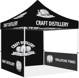 Barraca pop-up 10x10 para destilados de artesanato/licor, destilaria artesanal tenda de negócios resistente 17 kg moldura de alumínio hexagonal 600D dossel impresso, parede lateral x3