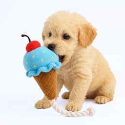 Brinquedo Interativo para Cachorro Pelúcia Sorvete com Corda e Apito Mordedor para Filhotes e Adultos (Azul)