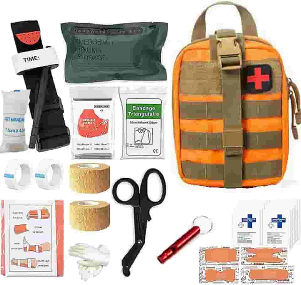 Kit de primeiros socorros de sobrevivência IFAK EMT Molle com kit de torniquete, kits de emergência ao ar livre bolsa de trauma para acampamento, barco, caça, caminhadas, casa, carro e aventuras