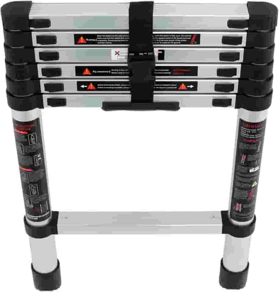 Escada de extensão telescópica de 1,6 m, escadas dobráveis de alumínio telescópica, degrau de escada dobrável leve para trailer, sótão, casa, capacidade de 150 kg