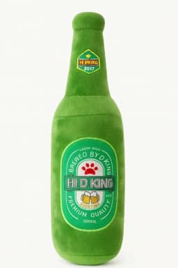 Brinquedo de Pelúcia em Formato de Garrafa de Cerveja 25 cm para Cães – Macio e Divertido