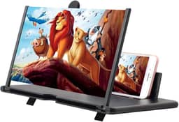 iKKEGOL Lupa de tela de 12 polegadas, ampliador de celular HD 3D, ampliador, ampliador, projetor para filmes, vídeos e jogos, suporte dobrável para todos os smartphones (preto)