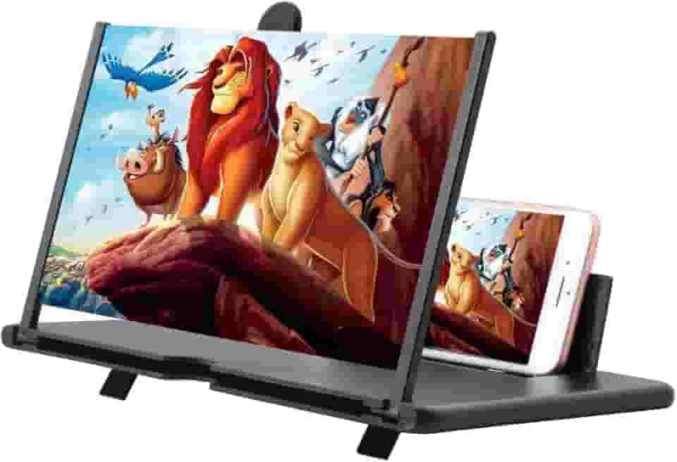 iKKEGOL Lupa de tela de 12 polegadas, ampliador de celular HD 3D, ampliador, ampliador, projetor para filmes, vídeos e jogos, suporte dobrável para todos os smartphones (preto)