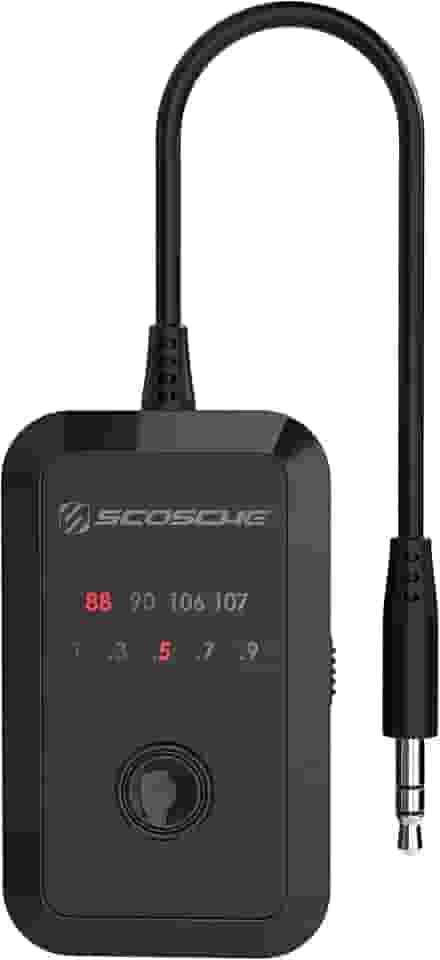 Scosche Transmissor estéreo FM Tune-Tone FMT7-SP1 com cabo auxiliar integrado de 3,5 mm