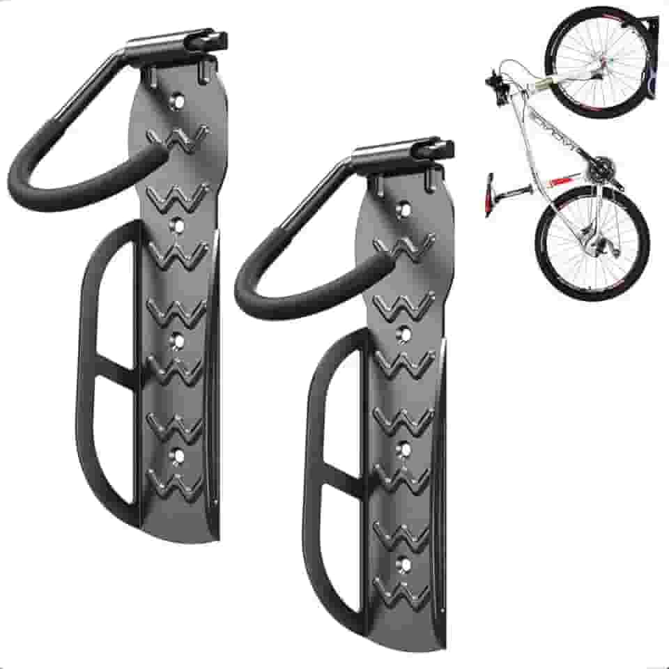 Suporte Bicicleta Parede Com Apoio De Pendurar Bike Na Vertical Resistente Com Gancho Emborrachado Preto