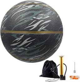 Bola de Basquete Tamanho 5 (Padrão Oficial), Borracha para Melhor Durabilidade, Conjunto de Basquete com Bolsa de Transporte, Bomba de Ar - Ideal para Quadras internas e externas
