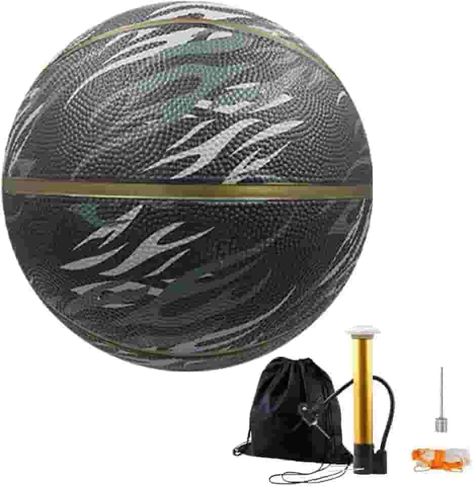 Bola de Basquete Tamanho 5 (Padrão Oficial), Borracha para Melhor Durabilidade, Conjunto de Basquete com Bolsa de Transporte, Bomba de Ar - Ideal para Quadras internas e externas